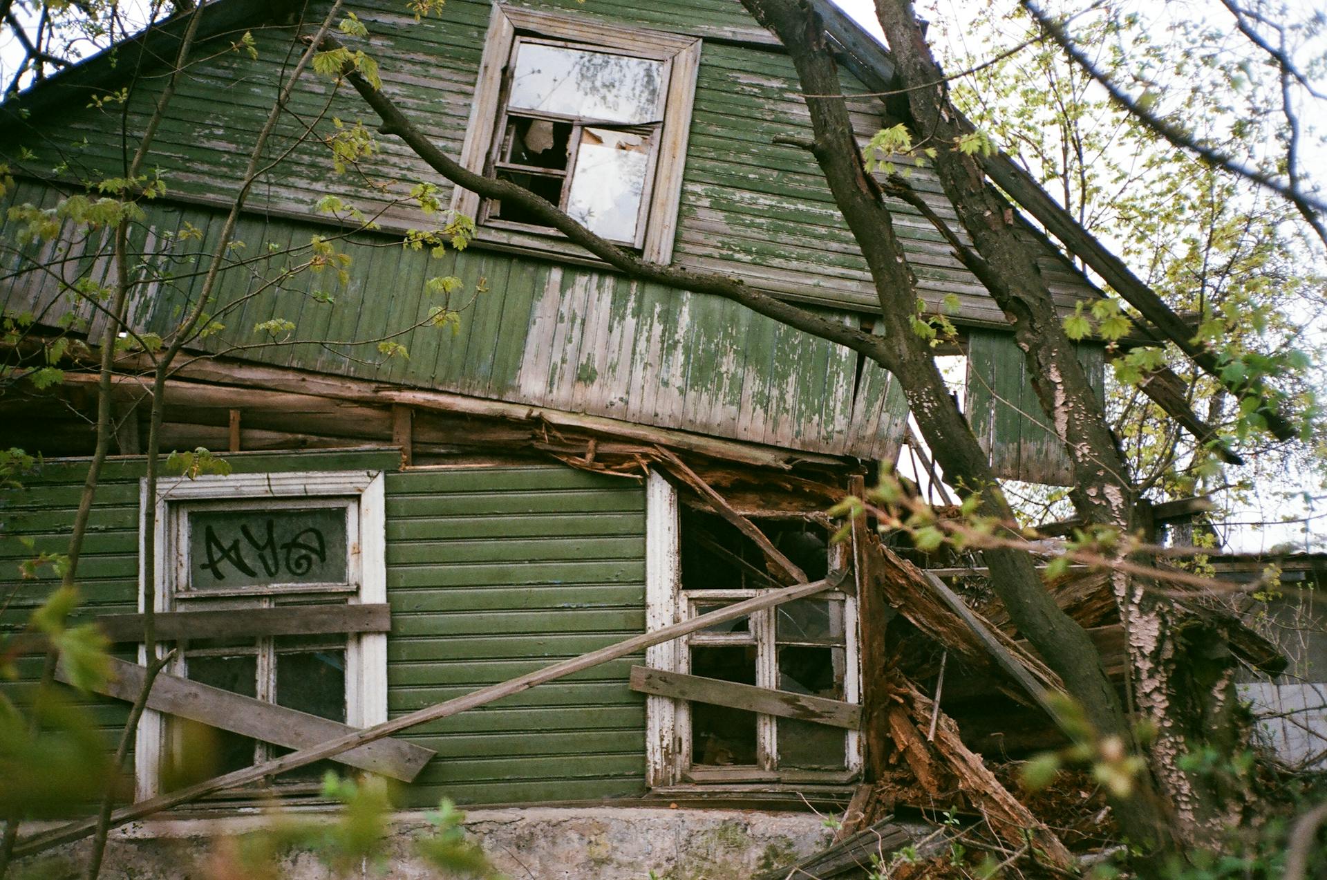 A dilapidated home.